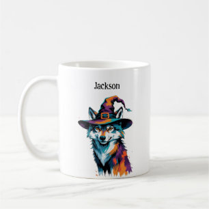 Wolf Wearing A Witch Hat Halloween Coffee Mug