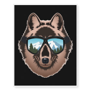 Wolf Wears Goggles Funny Skiing Snowboarding Gifts Temporary Tattoos