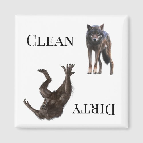 Wolf Werewolf Clean Dirty Dishwasher Magnet