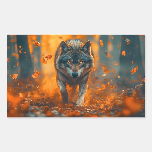 Wolf Wild Animal Loving Portrait Rectangular Sticker (Front)