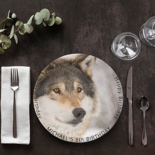 Wolf wild boy birthday party paper plates