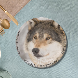 Wolf wild boy birthday party paper plates