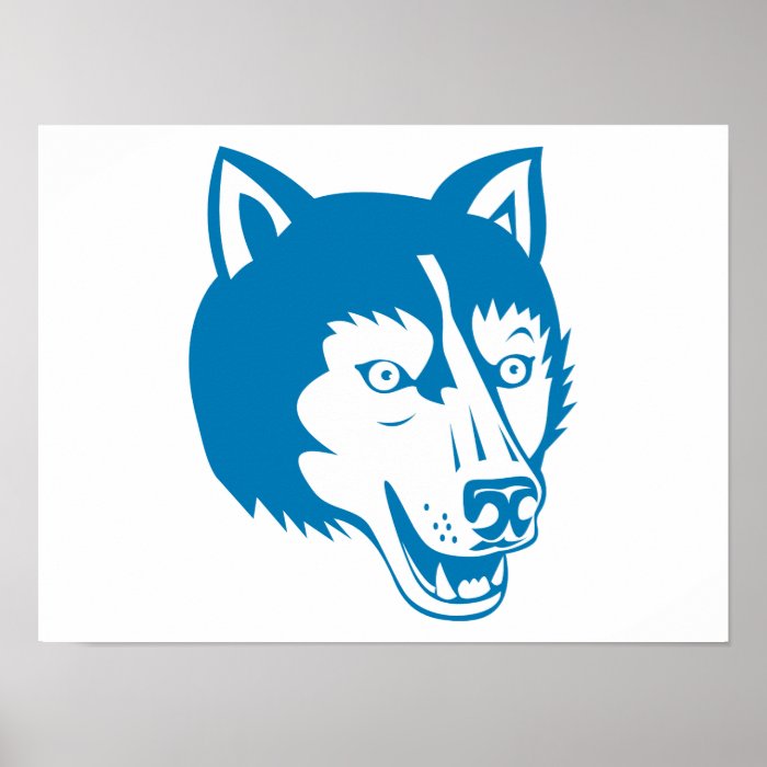 Wolf Wild Dog Head Retro Poster