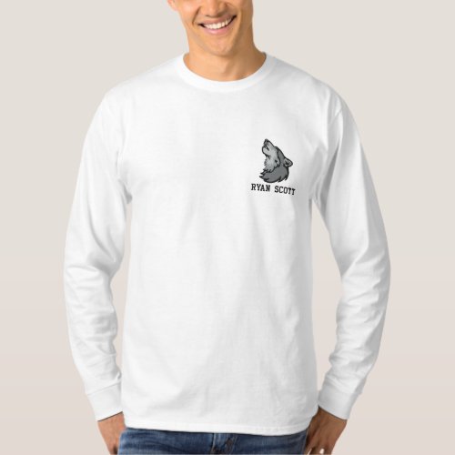 Wolf Wild Life Personalized Embroidered Long Sleeve T_Shirt