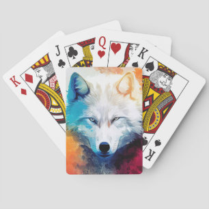 Wolf Wild Nature Animal Color Art Painting Poker Cards