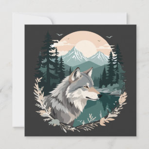 Wolf Wildlife Animal Nature Outdoors Watercolor Card