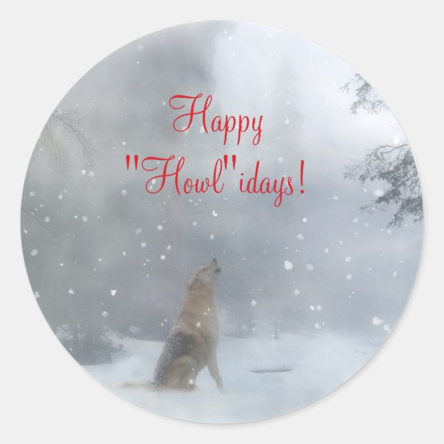 Wolf Wildlife Christmas Stickers (Front)
