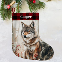 Wolf Wildlife Christmas Stocking - Personalized 