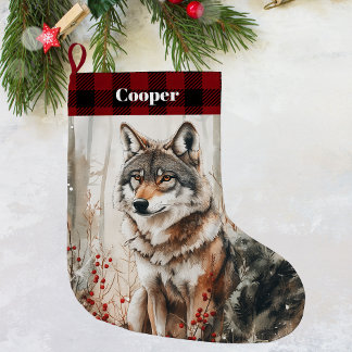 Wolf Wildlife Christmas Stocking - Personalized