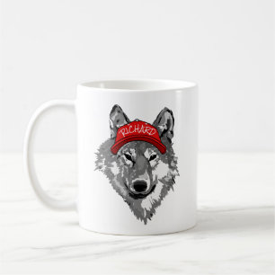 Wolf Wildlife Red Baseball Cap Partner Name Coffee Mug