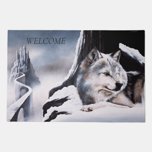 Wolf Winter Castle Fantasy Doormat