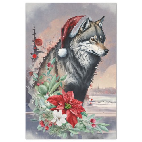 Wolf Winter Christmas Decoupage Watercolor Tissue Paper
