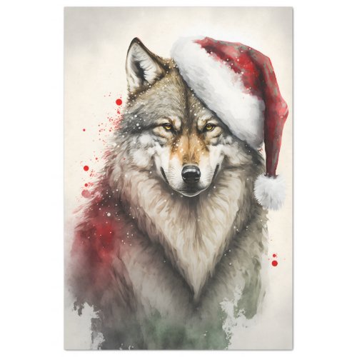 Wolf Winter Christmas Decoupage Watercolor Tissue Paper