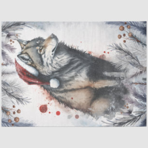 Wolf Winter Christmas Decoupage Watercolor Tissue Paper