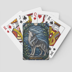 Wolf Winter Forest Illumina Stained Glass Poker Cards