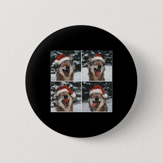 Wolf Winter Photography Wolf Conservation Christma Button (Front)