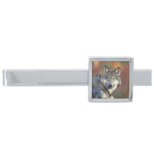 Wolf Wisdom Silver Finish Tie Bar