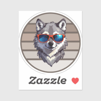 wolf with cool glasses sticker