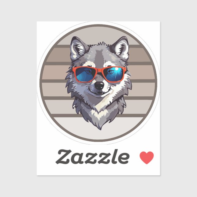 wolf with cool glasses sticker (Sheet)