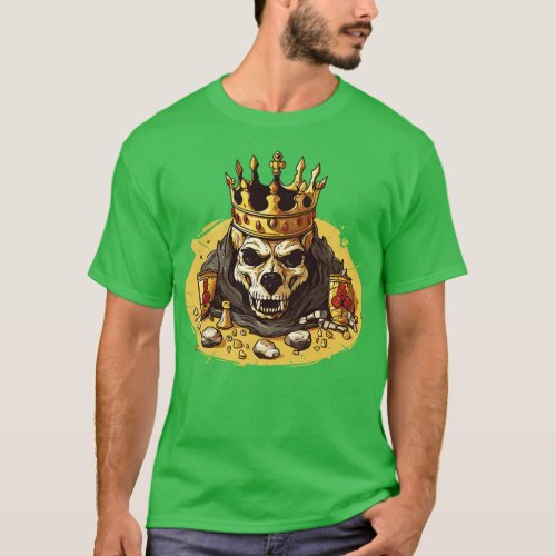 Wolf with crown Royalcore Grotesque wolf skull T_Shirt