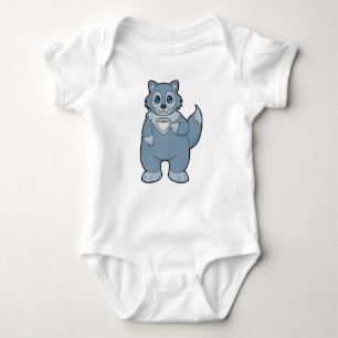 Wolf with Cup of Coffee Baby Bodysuit