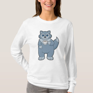 Wolf with Cup of Coffee T-Shirt