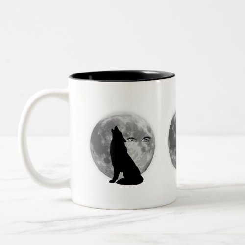 Wolf with full moon design_coffee mug Two_Tone coffee mug