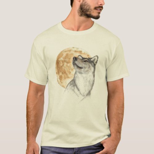 Wolf with Harvest Moon T_Shirt