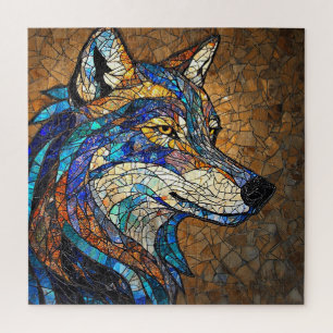 Wolf with Vibrant Colorful Glass Pieces Jigsaw Puzzle