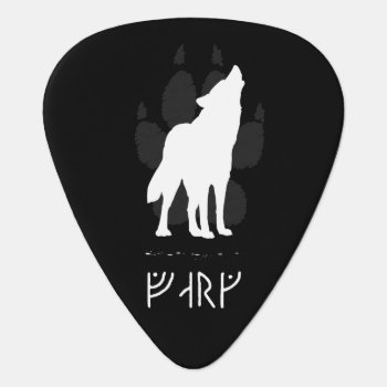 Wolf With Viking Runes Guitar Pick by L2Designs at Zazzle