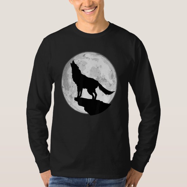 Wolf Wolf Howling Wolf Moon Wolf T-Shirt (Front)