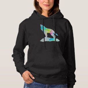 Wolf Wolf Wildlife Nature Colorful Wolf Silh Hoodie