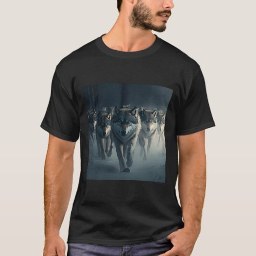 wolf wolf wolves moon animals animal hunting T_Shirt