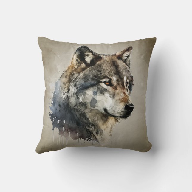 Wolf Wolves Animal Nature Wildlife  Throw Pillow (Back)