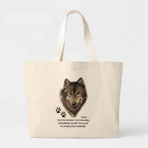 Wolf Wolves Animal Totem Nature Guide Large Tote Bag