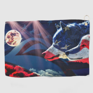 Wolf Wolves Full Moon Golf Towel