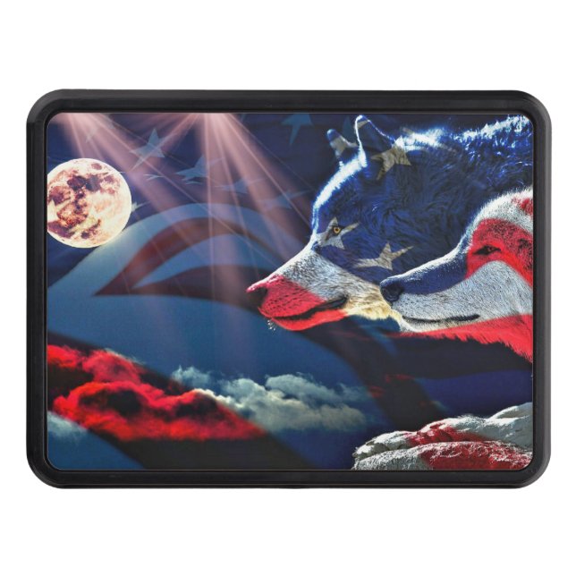 Wolf Wolves Full Moon Hitch Cover (Front)