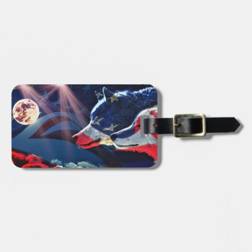 Wolf Wolves Full Moon Luggage Tag