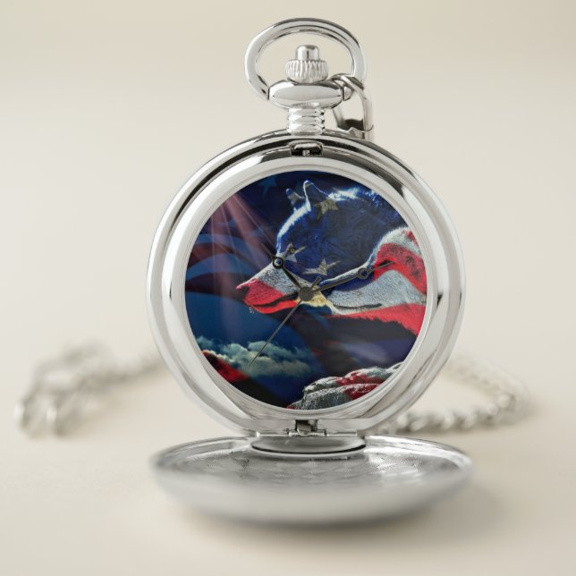 Wolf Wolves Full Moon Pocket Watch (Inside)