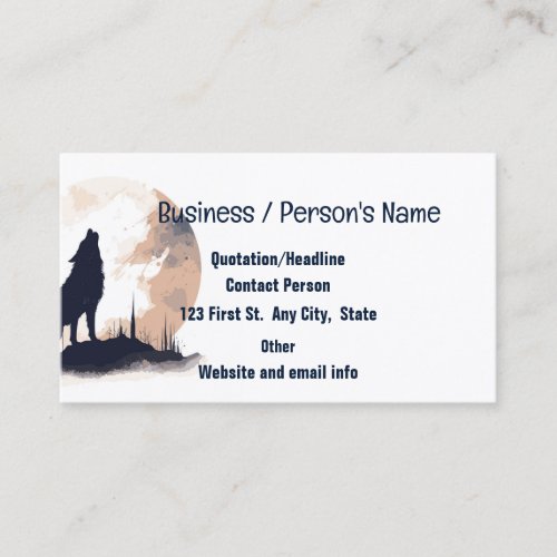 Wolf Wolves Head Logo Animal Howling Moon Business Card