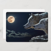 Wolf Wolves Howling at the Full Moon at Night (Front/Back)