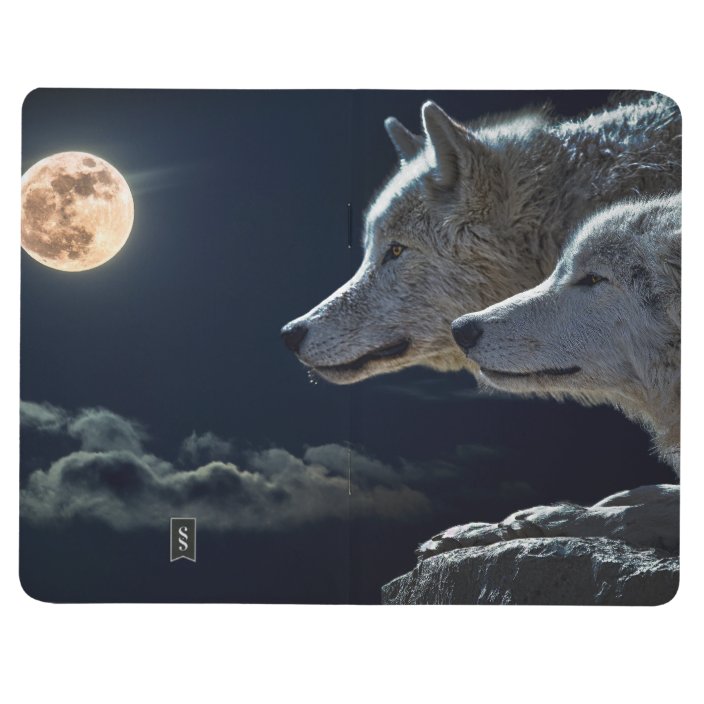 Wolf Wolves Howling At The Full Moon At Night Journal Zazzle Com