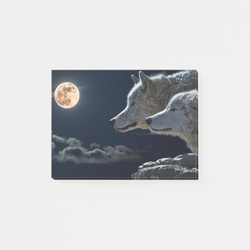 Wolf Wolves Howling at the Full Moon at Night Post_it Notes