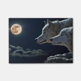 Wolf Wolves Howling at the Full Moon at Night Post-it Notes