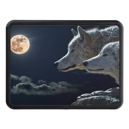 Wolf Wolves Howling at the Full Moon at Night Trailer Hitch Cover