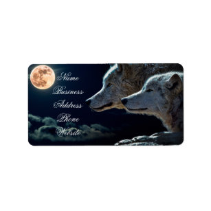 30 Custom Wolf With Moon Personalized Address Labels 