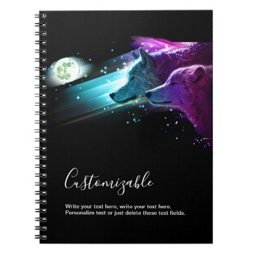 Wolf Wolves Moon Moonlight Spirit Animal Notebook