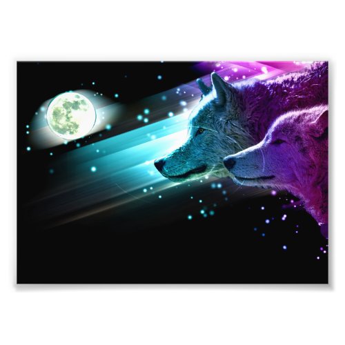 Wolf Wolves Moon Moonlight Spirit Animal Photo Print