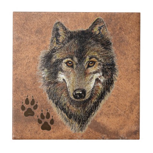 Wolf Wolves  Nature Wildlife Watercolor Animal Ceramic Tile