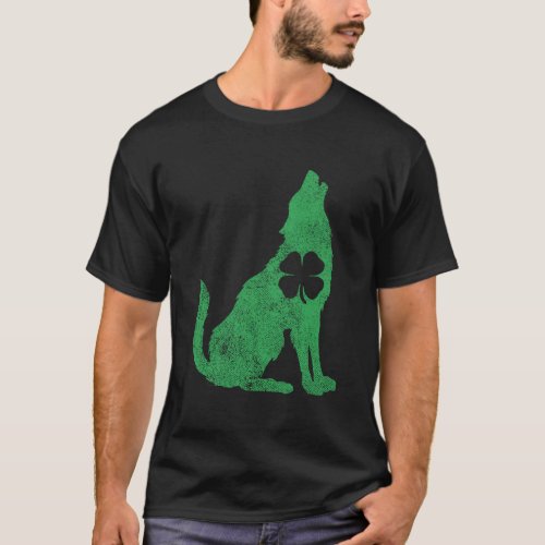 Wolf Wolves St PatrickS Day Shamrock Clover Irish T_Shirt
